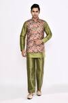 Buy_Arihant Rai Sinha_Green Silk Blend Pyjama _at_Aza_Fashions