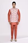 Shop_Arihant Rai Sinha_Peach Silk Blend Pyjama _Online_at_Aza_Fashions