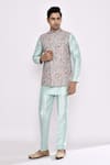 Buy_Arihant Rai Sinha_Green Silk Sea Blend Pyjama _at_Aza_Fashions