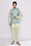 Buy_Arihant Rai Sinha_Green Silk Sea Blend Pyjama _at_Aza_Fashions
