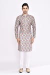 Shop_Arihant Rai Sinha_Gray Silk Grey Blend Kurta _Online_at_Aza_Fashions
