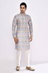 Buy_Arihant Rai Sinha_Gray Silk Grey Floral Printed Kurta _at_Aza_Fashions