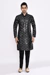 Buy_Arihant Rai Sinha_Black Silk Blend Kurta _Online_at_Aza_Fashions