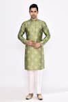Buy_Arihant Rai Sinha_Green Silk Pure Kurta And White Pant Set _Online_at_Aza_Fashions