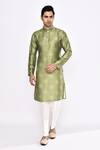 Buy_Arihant Rai Sinha_Green Silk Pure Kurta And White Pant Set _at_Aza_Fashions