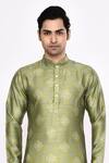 Arihant Rai Sinha_Green Silk Pure Kurta And White Pant Set _at_Aza_Fashions