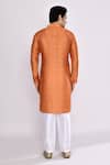 Shop_Arihant Rai Sinha_Orange Silk, Cotton Embroidery Mustard Yellow Blend Long Kurta _at_Aza_Fashions