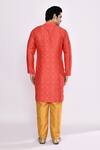 Shop_Arihant Rai Sinha_Red Silk Embroidery Kurta And Chikoo Brown Pant Set _at_Aza_Fashions