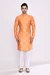 Arihant Rai Sinha_Orange Silk Embroidery Blend Kurta _Online_at_Aza_Fashions