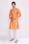 Arihant Rai Sinha_Orange Silk Embroidery Blend Kurta _at_Aza_Fashions