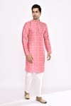 Arihant Rai Sinha_Pink Silk Printed Kurta _Online_at_Aza_Fashions