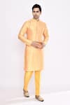 Arihant Rai Sinha_Yellow Silk Embroidery Blend Kurta _at_Aza_Fashions