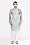 Buy_Arihant Rai Sinha_Gray Silk Embroidery Grey Blend Kurta _Online_at_Aza_Fashions