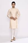 Shop_Arihant Rai Sinha_Peach Silk Embroidery Blend Kurta _Online_at_Aza_Fashions
