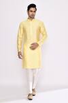 Shop_Arihant Rai Sinha_Yellow Silk Blend Kurta _Online_at_Aza_Fashions