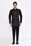 Buy_Arihant Rai Sinha_Black Cotton Embroidery Blend Kurta _Online_at_Aza_Fashions