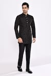 Arihant Rai Sinha_Black Cotton Embroidery Blend Kurta _at_Aza_Fashions