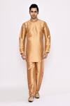 Arihant Rai Sinha_Gold Silk Blend Kurta _Online_at_Aza_Fashions