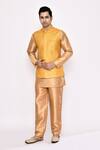 Shop_Arihant Rai Sinha_Gold Silk Blend Kurta _at_Aza_Fashions