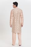 Shop_Abhinav Mishra_Peach Chanderi Mirrors, Embroidery Designer Kurta Pant Set _at_Aza_Fashions