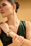 Buy_Nazaakat By Samara Singh_Green Rhinestones And Gold Embellished Bangle _at_Aza_Fashions