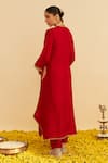 Shop_Sheetal Batra_Red Embroidery Split V-neck Amaya Kaftan Set _at_Aza_Fashions