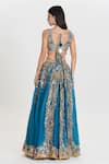 Shop_Abhinav Mishra_Blue Organza, Chanderi Mirrors, Neelam Celestial Embroidered Lehenga Set _at_Aza_Fashions
