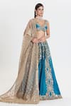 Abhinav Mishra_Blue Organza, Chanderi Mirrors, Neelam Celestial Embroidered Lehenga Set _at_Aza_Fashions