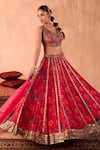 Mehak Murpana X AZA_Pink Crepe, Organza Sequins, Embroidery, Zari Round Floral Print Lehenga Set _Online