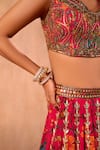Mehak Murpana X AZA_Pink Crepe, Organza Sequins, Embroidery, Zari Round Floral Print Lehenga Set 