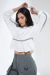 Buy_Krati Jain_White Cotton Round Neck Gathered Top _at_Aza_Fashions