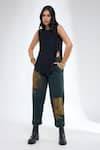 Buy_Krati Jain_Black Cotton Crew Neck Frayed Textured Crop Top _Online_at_Aza_Fashions