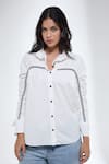 Buy_Krati Jain_White Cotton Collared Gathered Sleeve Shirt _at_Aza_Fashions