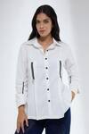 Buy_Krati Jain_White Cotton Collared Semi Fit Zip Detail Shirt _at_Aza_Fashions