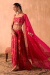 Buy_Mehak Murpana X AZA_Pink Crepe, Georgette Embroidery, Sequins Floral Print Draped Skirt Set _Online_at_Aza_Fashions