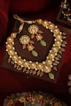 Shop_Riana Jewellery_Mauve Gemstones, Pearls Blue Mina Necklace Set _at_Aza_Fashions