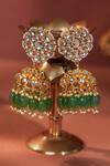 Buy_Riana Jewellery_Green Diamonds Jade Bridal Necklace With Jhumki Earings 