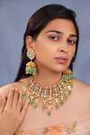 Buy_Riana Jewellery_Green Diamonds Jade Bridal Necklace With Jhumki Earings _at_Aza_Fashions