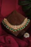 Riana Jewellery_Green Gemstones, Crystals Shades Of Emerald Drops Choker Set _Online_at_Aza_Fashions