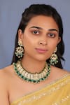 Buy_Riana Jewellery_Green Gemstones, Crystals Shades Of Emerald Drops Choker Set _at_Aza_Fashions