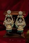 Shop Riana Jewellery Green Faux Diamonds Heritage Jhumkis at Aza Fashions Shop_Riana Jewellery_Green Faux Diamonds Heritage Jhumkis _at_Aza_Fashions