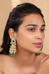 Riana Jewellery_Green Stones, Beads Emerald Traditional Jhumki Earings _Online_at_Aza_Fashions