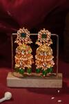 Shop_Riana Jewellery_Green Stones, Beads Emerald Traditional Jhumki Earings _at_Aza_Fashions