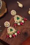 Shop Riana Jewellery Red Pearls, Gemstones Embellished Earrings at Aza Fashions Shop_Riana Jewellery_Red Pearls, Gemstones Embellished Earrings _at_Aza_Fashions