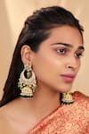 Buy_Riana Jewellery_Green Stones, Beads Chandbali Jhumki Earings _at_Aza_Fashions