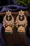 Buy_Riana Jewellery_Green Stones, Beads Chandbali Jhumki Earings _Online_at_Aza_Fashions