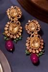 Shop_Riana Jewellery_Pink Imitation Gemstones Mozonite Ruby Earings _at_Aza_Fashions