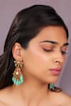 Buy_Riana Jewellery_Pink Ruby Earings In Unique Design And Pastel Green Drops _at_Aza_Fashions