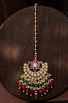 Buy_Riana Jewellery_Red Ruby Pink And Emerald Maangtikka _Online_at_Aza_Fashions