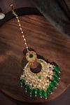 Shop_Riana Jewellery_Green Paan Shape Maangtikka _at_Aza_Fashions